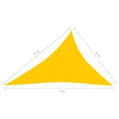 Vidaxl Slnečná clona, 160 g/m2, žltá, 3x4x5 m, HDPE