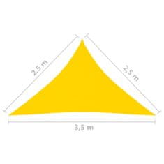 Vidaxl Tieniaca plachta oxfordská látka trojuholníková 2,5x2,5x3,5 m žltá