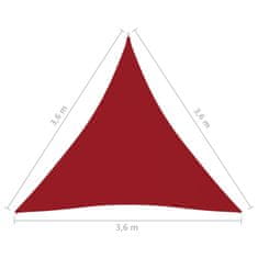 Vidaxl Tieniaca plachta oxfordská látka trojuholníková 3,6x3,6x3,6m červená