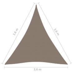 Vidaxl Tieniaca plachta oxfordská látka trojuholníková 3,6x3,6x3,6m sivohnedá