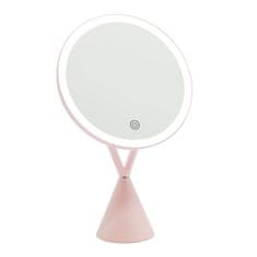 Bezdoteku LED kozmetické make-up zrkadlo X okrúhle nabíjacie ružové