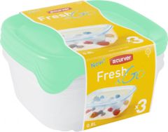 Greatstore Plastový set dóz FRESH and GO - mint