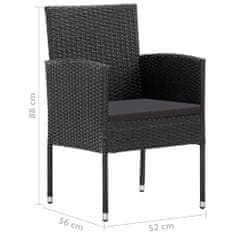 Petromila vidaXL Záhradné stoličky, čierne podložky 4 ks, čierne, polyratan