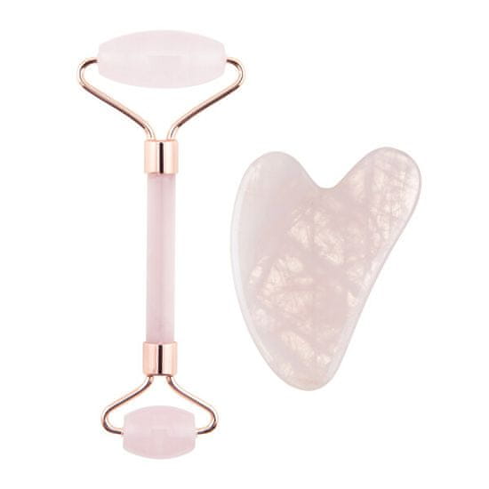 Masážny valček a doštička Guasha ruženín (Rose Quartz Jade Roller & Gua Sha Set)