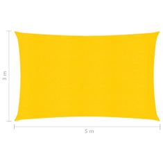 Vidaxl Slnečná clona, 160 g/m2, žltá, 3x5 m, HDPE