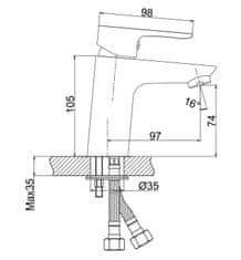 CERSANIT Stojanková umývadlová batéria cersania, vrátane výpuste, chróm (S951-232)