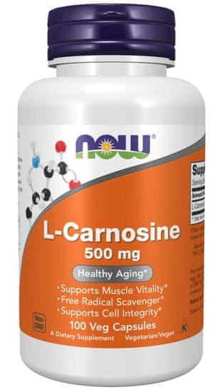 NOW Foods L-Karnosin, 500 mg, 100 rostlinných kapslí