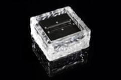 Greatstore Vonkajšie solárne osvetlenie - sklenená kocka - biela 9,5 x 9,5 x 4,5 cm
