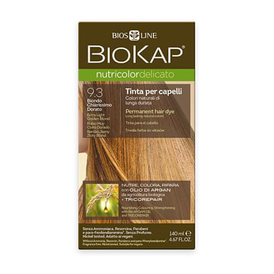 BioKap Nutricolor Delicato - Farba na vlasy 9.30 Blond zlatá - Extra svetlá 140 ml