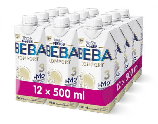 BEBA COMFORT 3 HM-O, batoľacia tekutá mliečna výživa, 12x 500 ml