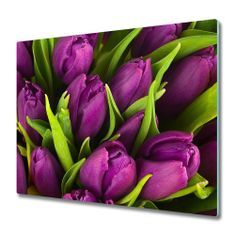 tulup.sk Sklenená doska na krájanie Fialové tulipány 2x30x52 cm