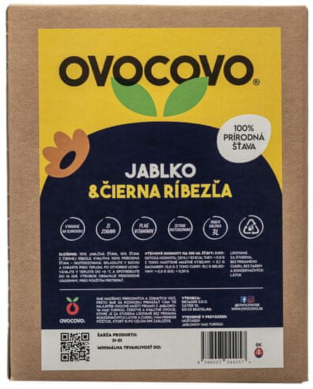 OVOCOVO Jablko-Čierna ríbezľa 100% prírodná ovocná šťava BAG in Box 3l