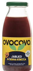 OVOCOVO Jablko-Čierna ríbezľa 100% prírodná ovocná šťava sklo 250 ml SET 12 ks