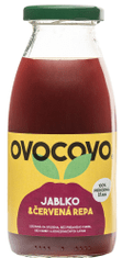 OVOCOVO Jablko-červená repa 100% prírodná ovocná šťava sklo 250 ml SET 12 ks