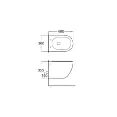 Mexen LENA Rimless misa závesná so sedátkom + závesný bidet, 48 x 36 cm, čierna, 35224885 + 30220185