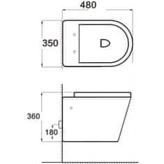 Mexen RICO Rimless misa závesná so sedátkom voľne-padajúcim, 48 x 35 cm, biela, 30721000