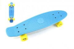 Greatstore Skateboard - pennyboard 60cm nosnost 90kg, kovové osy, modrá barva, žlutá kola