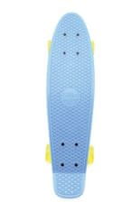 shumee Skateboard - pennyboard 60cm nosnost 90kg, kovové osy, modrá barva, žlutá kola