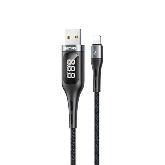 REMAX Intelligent Digital Data USB - Lightning kábel ochrana proti prebitiu programovateľný časovač 2,1 A 1,2 m čierny