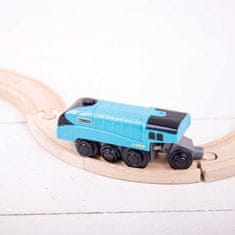 Bigjigs Rail Elektrická lokomotíva Mallard modrá