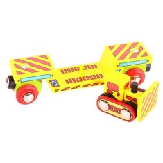 Bigjigs Rail Vagon s buldozérom + 2 koľaje