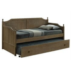 KONDELA Rustikálna jednolôžková posteľ s prístelkou Baroba 90x200 cm - dub antický