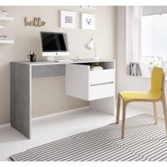 KONDELA Písací stôl Tulio - betón / biely mat