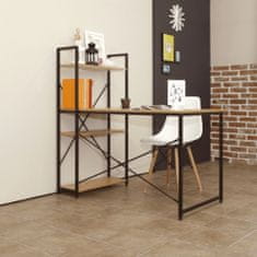KONDELA Písací stôl s regálom Veina - dub / čierna