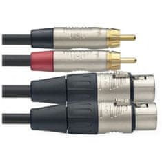 Stagg NTC3CMXFR, kábel 2x RCA rovnaký - 2x XLR rovnaký, 3m