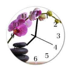 tulup.sk Sklenené hodiny okrúhle Orchidea fi 30 cm čierne ruky