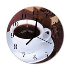 tulup.sk Nástenné sklenené hodiny Káva fi 30 cm čierne ruky