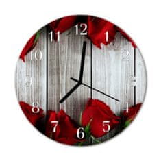tulup.sk Nástenné sklenené hodiny Ruže na doske fi 30 cm