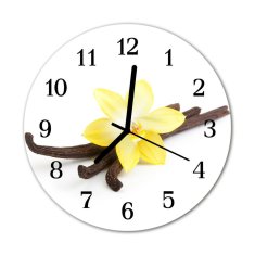 tulup.sk Nástenné sklenené hodiny Vanilka kvetina fi 30 cm čierne ruky