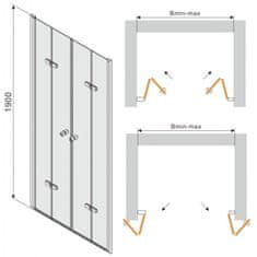 Mexen Lima Duo, sprchové skladacie dvere do otvoru 160 cm, 6mm číre sklo, chrómový profil, LIMA DUO DOOR 160