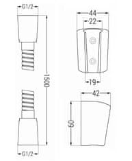 Mexen príslušenstvo - 1-bodový ručný sprchový set R-75, čierna, 785756052-70