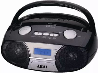 Pekný radiomagnetofon akai aprc-106 Bluetooth aux in slúchadlový výstup sd karty usb vstup reproduktory madlo fm tuner lcd displej