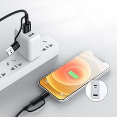 Joyroom 4in1 kábel USB-C / USB - USB-C / Lightning QC PD 3A 60W 1.2m, čierny