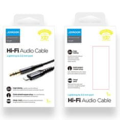 Joyroom Hi-Fi Audio kábel 3.5 mm jack / Lightning 1m, čierny