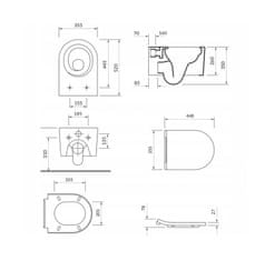 CERSANIT Inverto závesná wc misa StreamOn 52 x 35,5 cm + pomaly-padajúce sedátko, Biela, S701-432