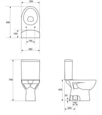 CERSANIT PARVA - WC kombi + antibakteriálne sedátko, vertikálny odpad, K27-003
