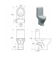 CERSANIT Moduo - WC Kombi zadný odpad 3/5 CLEAN ON+WC sedátko SC duroplast SLIM, Biela, K116-029