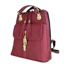 VegaLM Moderný kožený ruksak s možnosťou nosenia ako kabelky v bordovej farbe