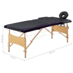 Petromila  vidaXL Skladací masážny stôl, 2 zóny, drevo, čierny