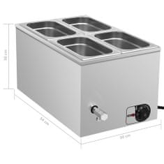 Vidaxl Ohrievač jedla Bain Marie nehrdzavejúca oceľ 1500 W GN 1/4