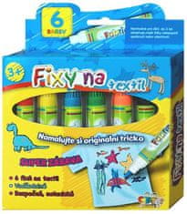 Greatstore Fixy na textil vodě odolné 6ks v krabičce 13x13cm