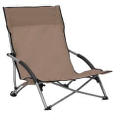 Vidaxl Skladacie plážové stoličky 2 ks sivohnedé látka