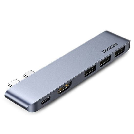 Ugreen HUB adaptér pre MacBook Pro / Air, 2x USB-C / 3x USB 3.0 / HDMI, sivý