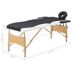 Petromila  vidaXL Skladací masážny stôl, 2 zóny, drevo, čierno biely
