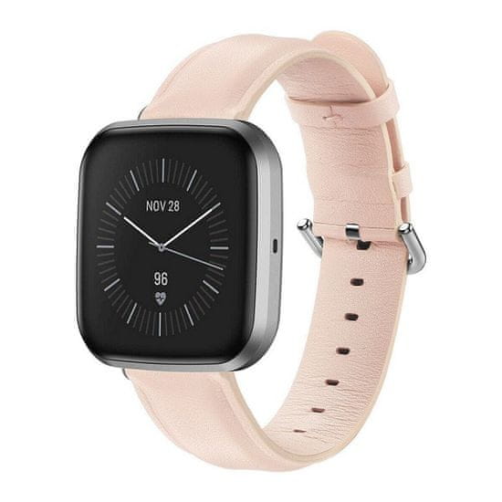 BStrap Leather Lux remienok na Fitbit Versa 3, sand pink