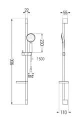 Mexen Ds75 posuvný sprchový set, čierna (785754583-70)